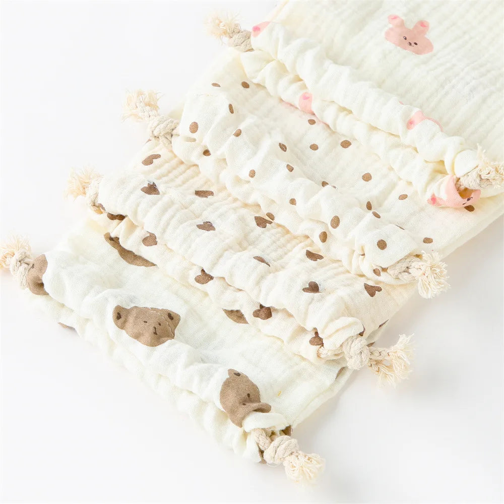 Mini Cotton Diaper Caddy Bag – Drawstring Organizer for Baby Essentials, Toys & Snacks - Nestling Babies