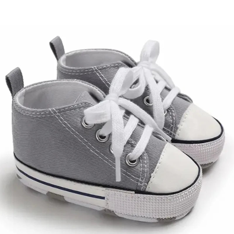 Baby Canvas Sneakers – Soft Sole Non-Slip First Walker Shoes (0–12 Months) - Nestling Babies