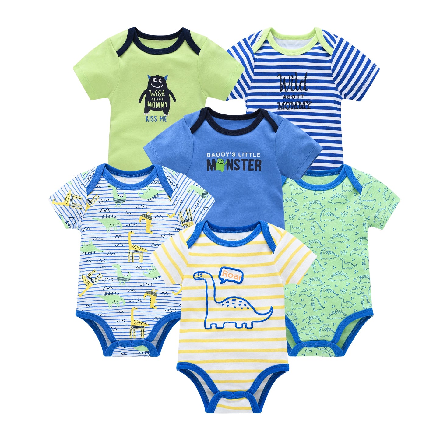 Cotton Essentials – 3/6-Pack Baby Bodysuits (Unisex | 0–12M) - Nestling Babies