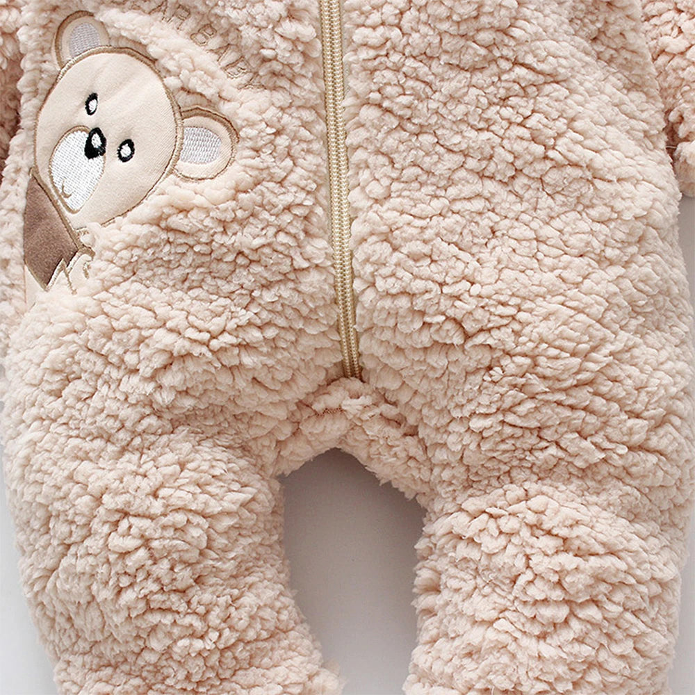 Winter Bear Jumpsuit for Baby Girls – Ultra-Soft & Hooded - Nestling Babies