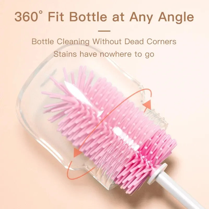 3-in-1 Silicone Baby Bottle Brush Set – 360° Cleaning Power - Nestling Babies