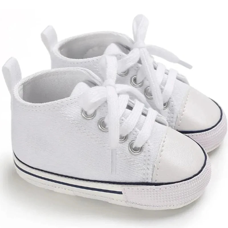 Baby Canvas Sneakers – Soft Sole Non-Slip First Walker Shoes (0–12 Months) - Nestling Babies
