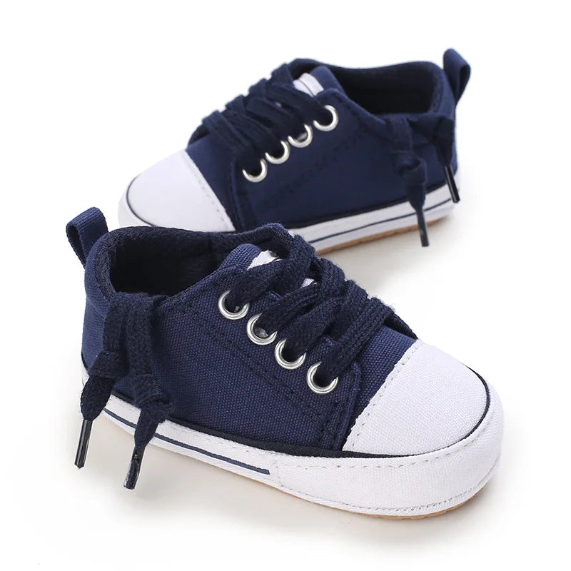Meckior Baby Canvas Sneakers – Unisex Soft Basketball-Inspired First Walkers (0–18 Months) - Nestling Babies