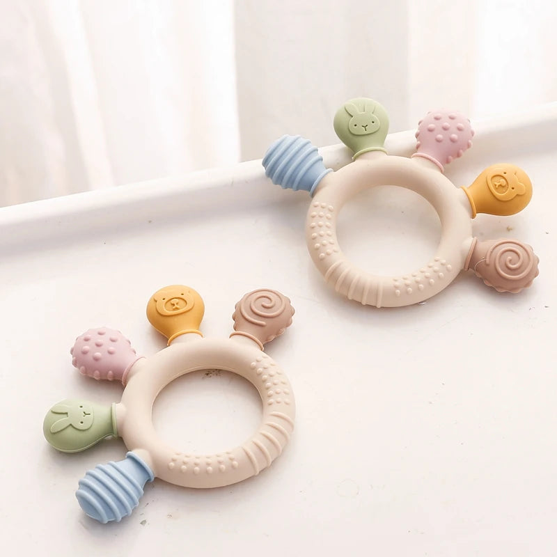 Silicone Baby Teether Ring – Soft & Safe Teething Toy for 0–12 Months - Nestling Babies