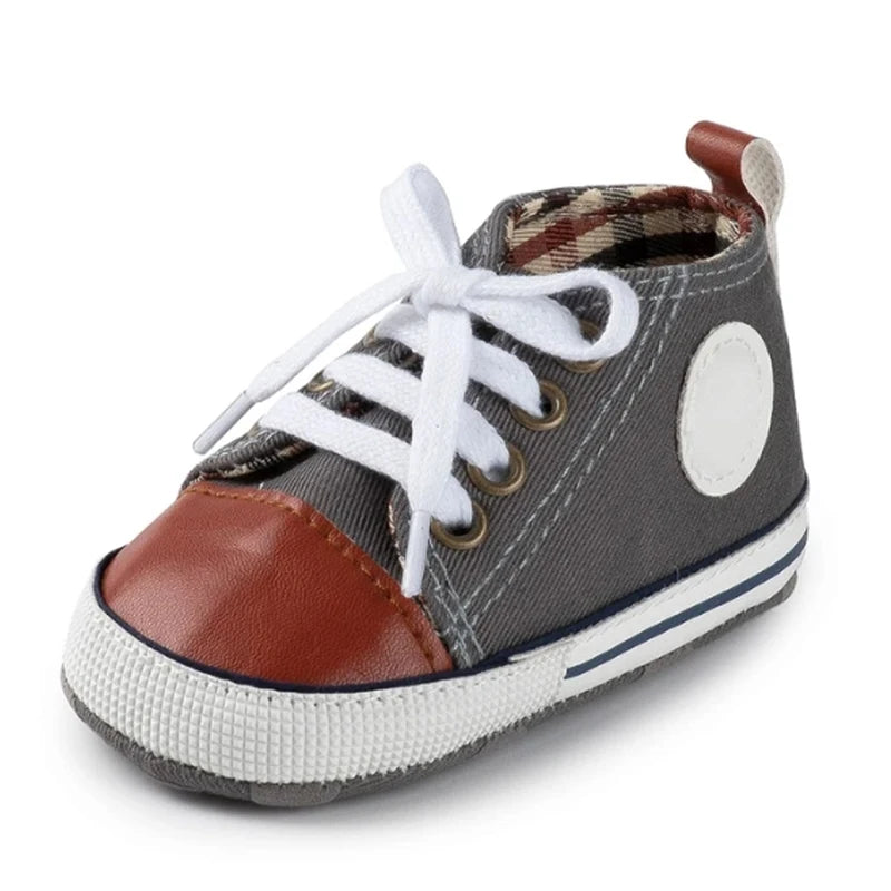 Baby Canvas Sneakers – Soft Sole Non-Slip First Walker Shoes (0–12 Months) - Nestling Babies