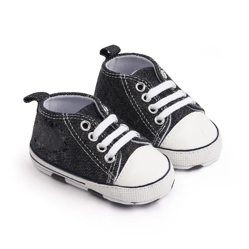 Baby Canvas Sneakers – Soft Sole Non-Slip First Walker Shoes (0–12 Months) - Nestling Babies