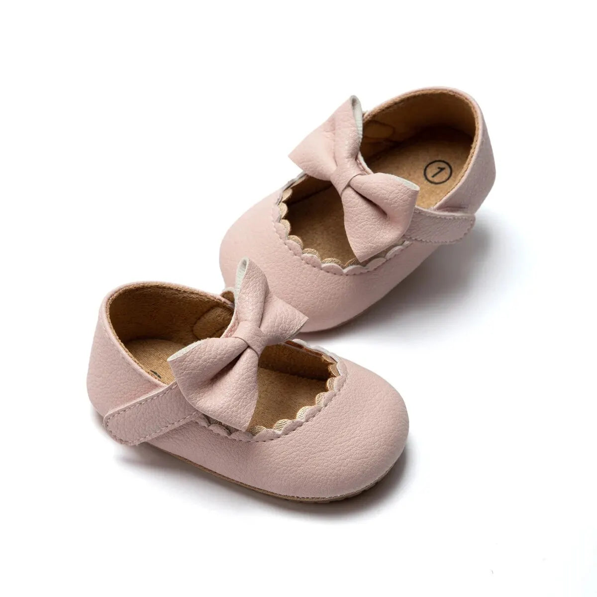 Baby Girl Bowknot Dress Shoes – Soft PU First Walkers with Non-Slip Rubber Sole - Nestling Babies