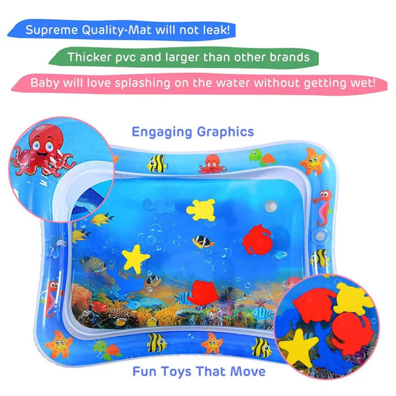 Inflatable Tummy Time Baby Water Mat – Sensory Development Cushion for Infants - Nestling Babies