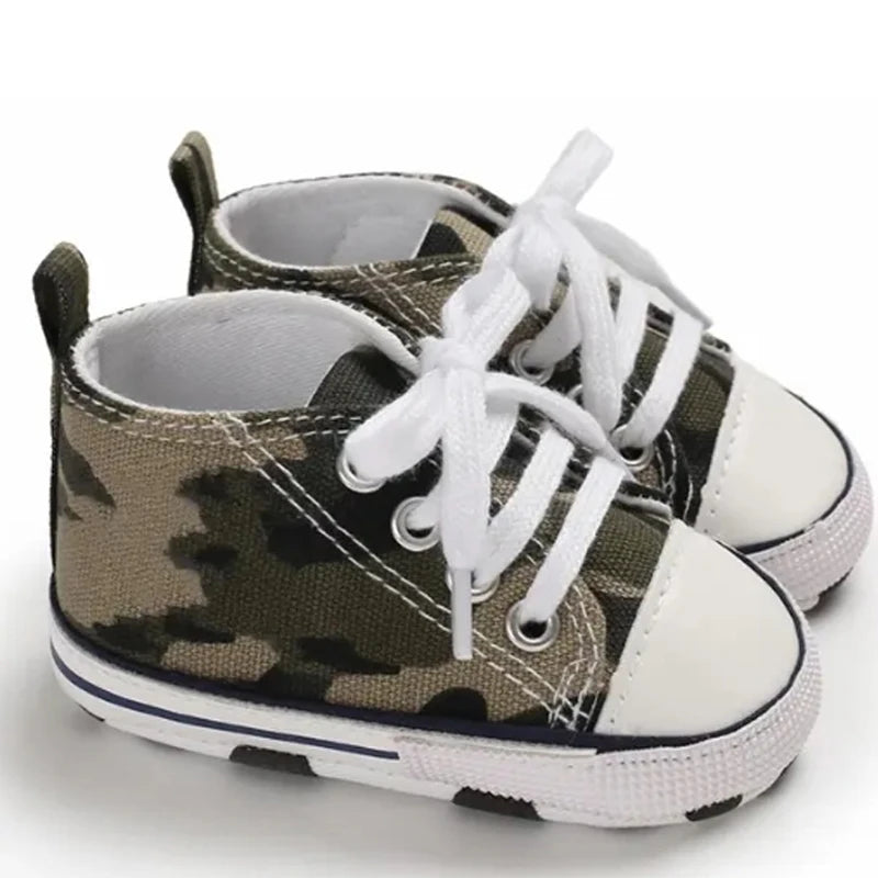 Baby Canvas Sneakers – Soft Sole Non-Slip First Walker Shoes (0–12 Months) - Nestling Babies