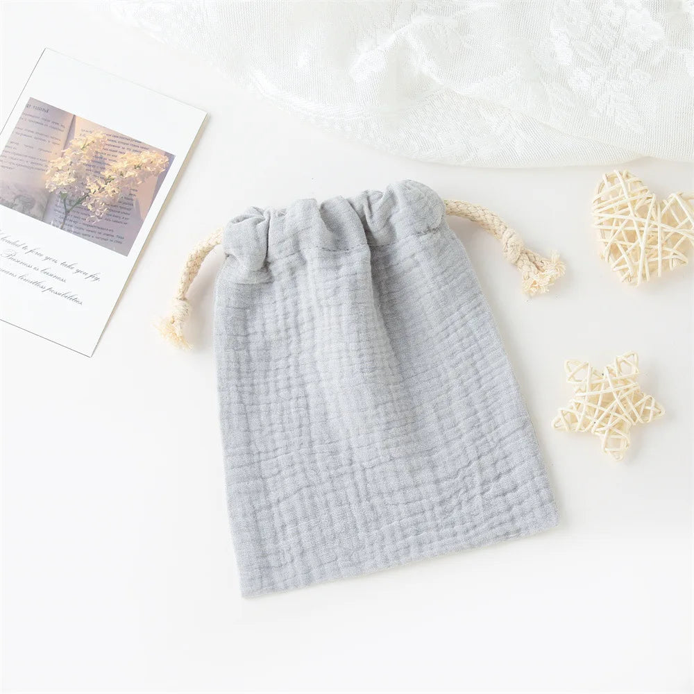 Mini Cotton Diaper Caddy Bag – Drawstring Organizer for Baby Essentials, Toys & Snacks - Nestling Babies
