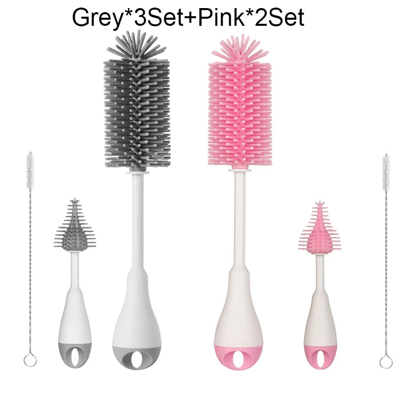 3-in-1 Silicone Baby Bottle Brush Set – 360° Cleaning Power - Nestling Babies