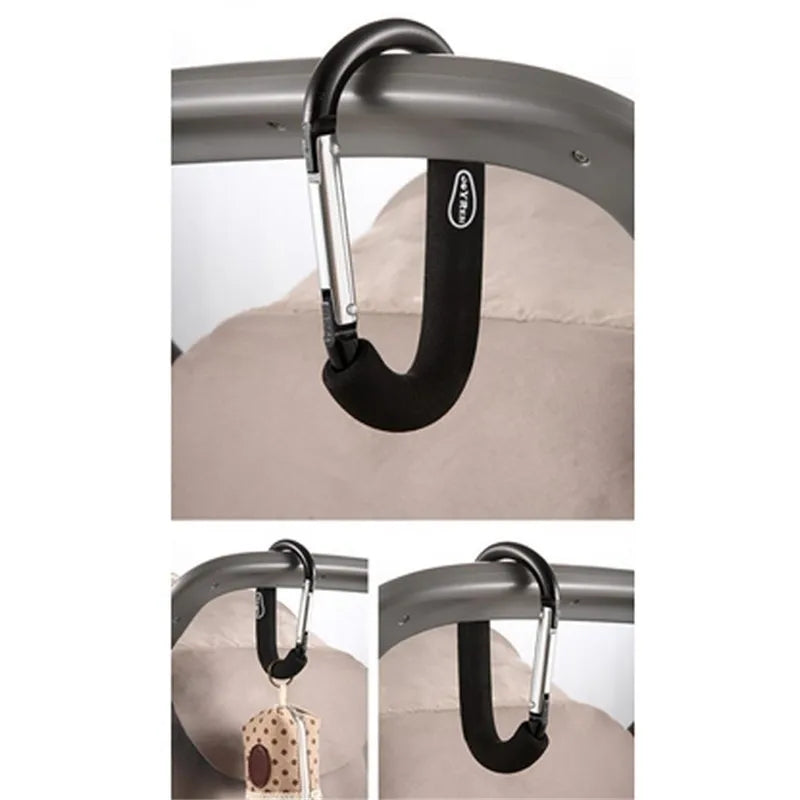 Large Aluminum Carabiner Stroller Hook – Heavy-Duty D-Ring Clip Organizer for Bags, Purses & Shopping - Nestling Babies