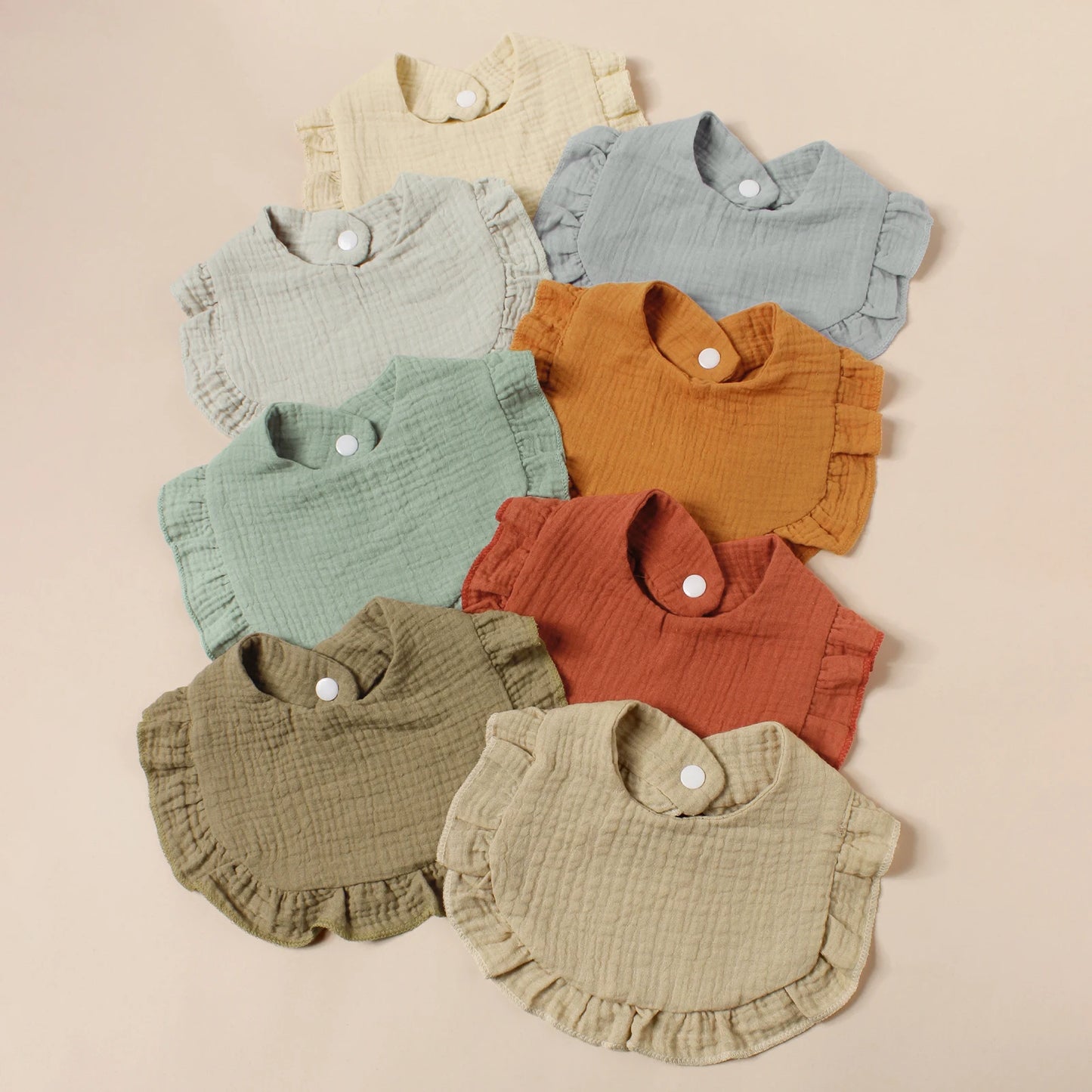 8-Pack Cotton Ruffle Bibs – Soft, Stylish & Ultra-Absorbent for Newborns - Nestling Babies
