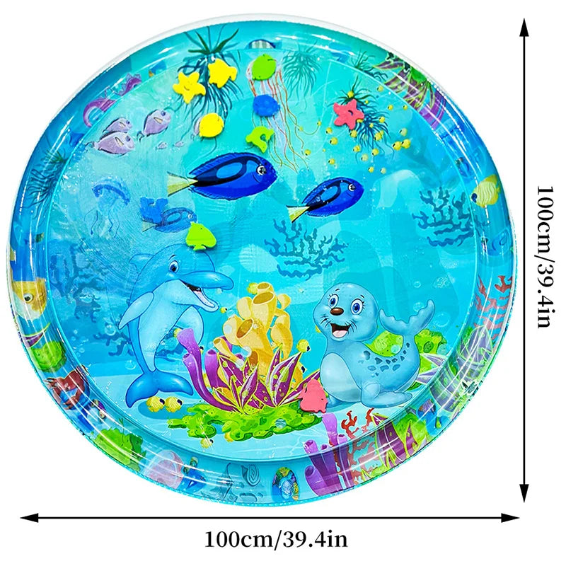 Large Inflatable Baby Water Play Mat (100 cm) – Round Dolphin & Seal Design - Nestling Babies