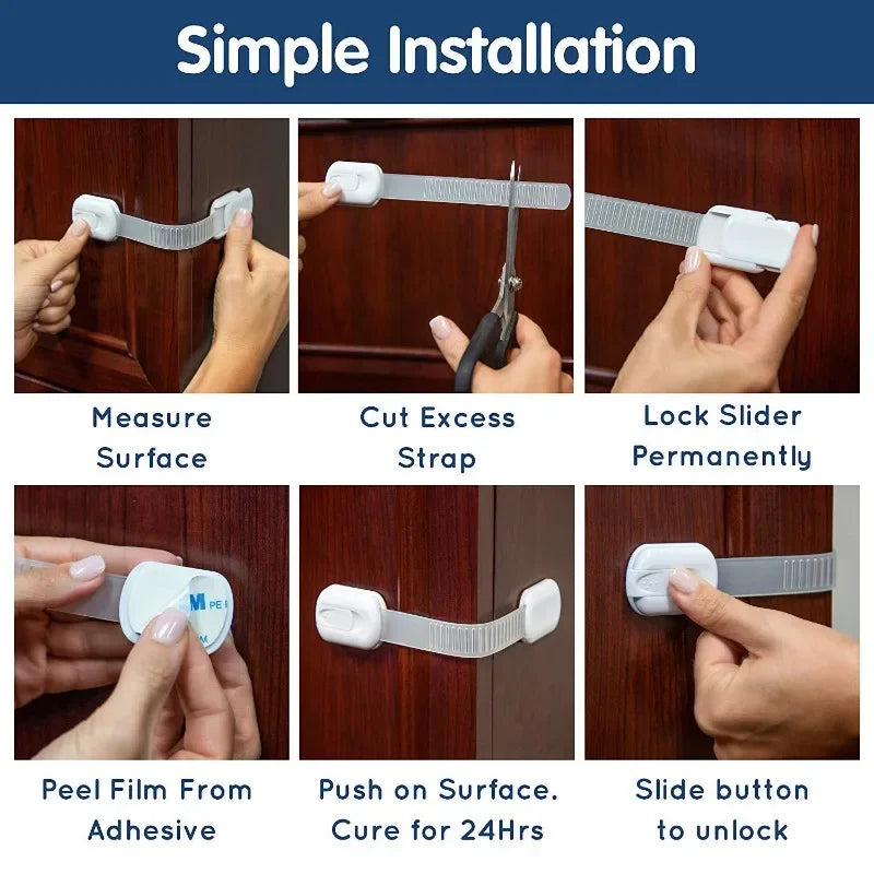 Adhesive Baby Safety Locks – Secure Straps for Drawers, Cabinets & Doors - Nestling Babies