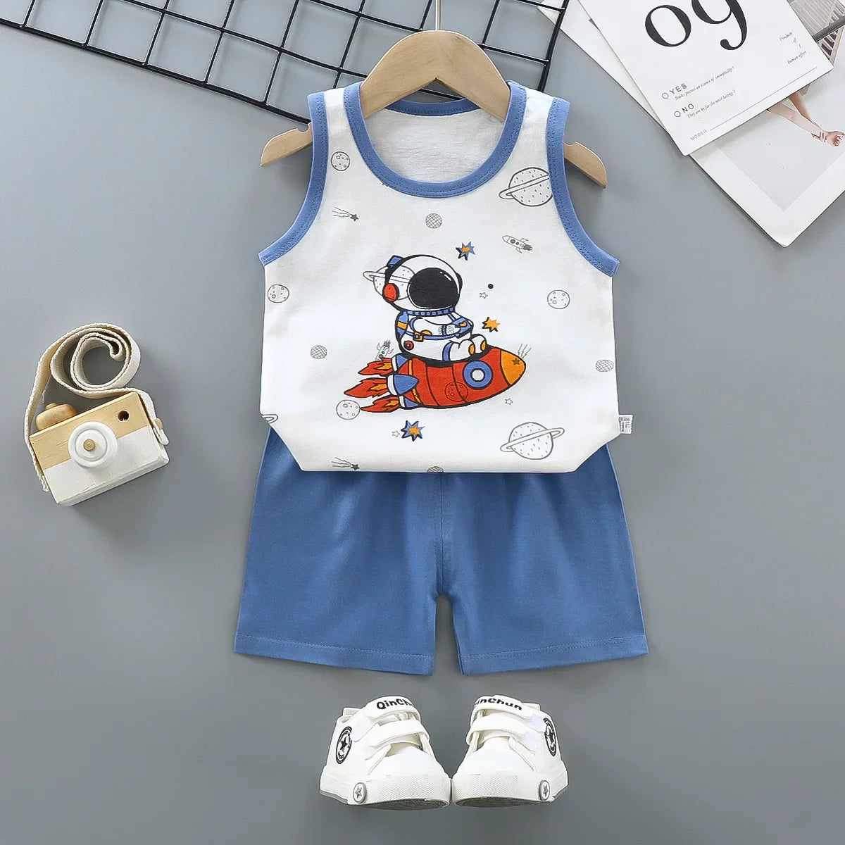 Summer Cotton Vest & Shorts Set for Toddlers – Lightweight Cartoon Outfit (1–3Y) - Nestling Babies