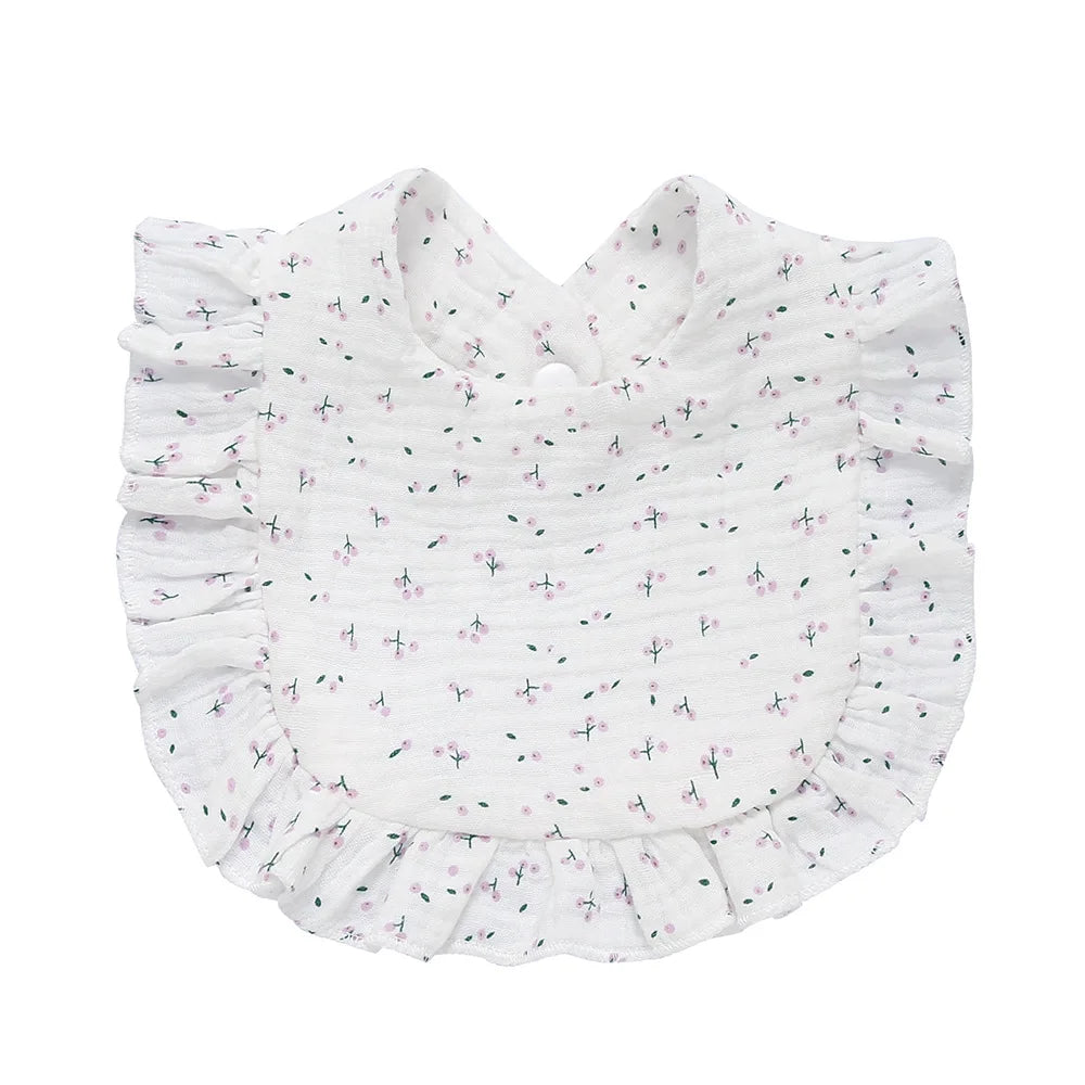 Lace Ruffle Baby Bib – Soft Cotton & Stylish Floral Design - Nestling Babies