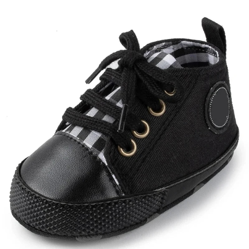 Baby Canvas Sneakers – Soft Sole Non-Slip First Walker Shoes (0–12 Months) - Nestling Babies