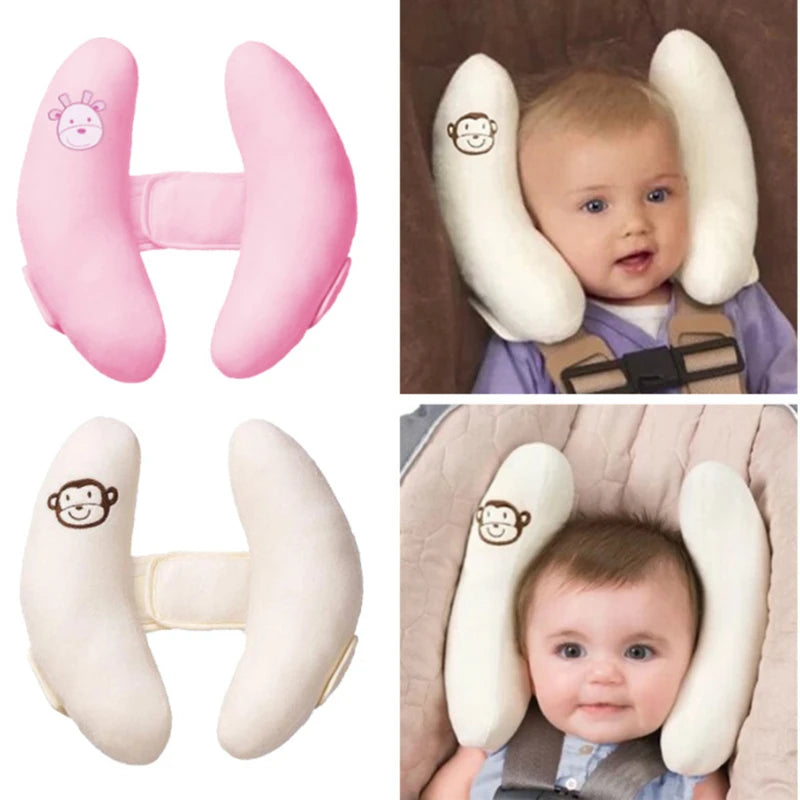 Baby Stroller & Car Seat Neck Pillow – Soft Banana-Shaped Head Support for Infants | Cartoon Flower Design - Nestling Babies