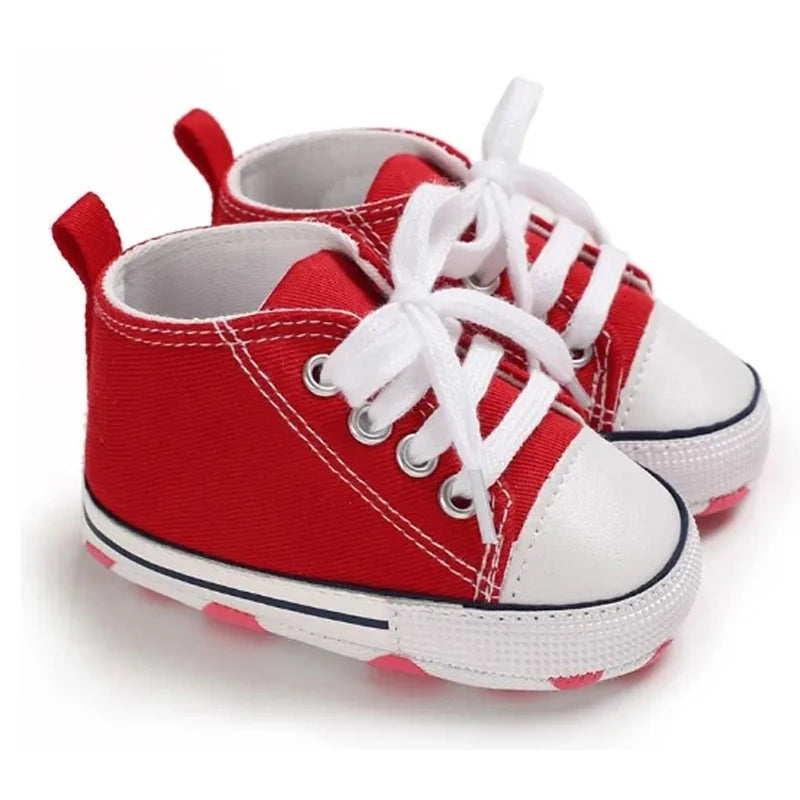 Baby Canvas Sneakers – Soft Sole Non-Slip First Walker Shoes (0–12 Months) - Nestling Babies