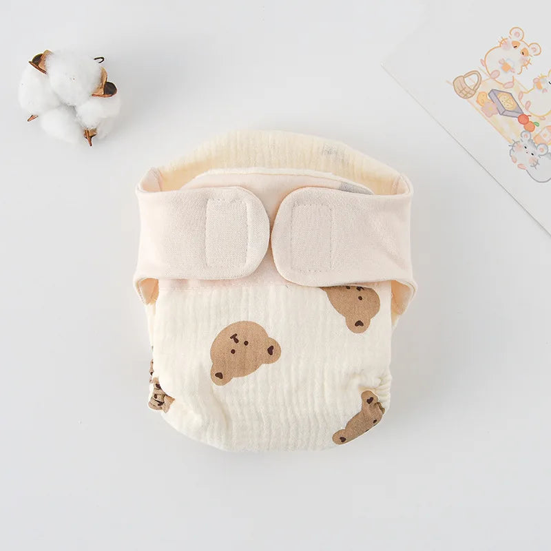 Summer Reusable Cotton Baby Diaper – Cartoon Infant Training Pants with Taped Design - Nestling Babies