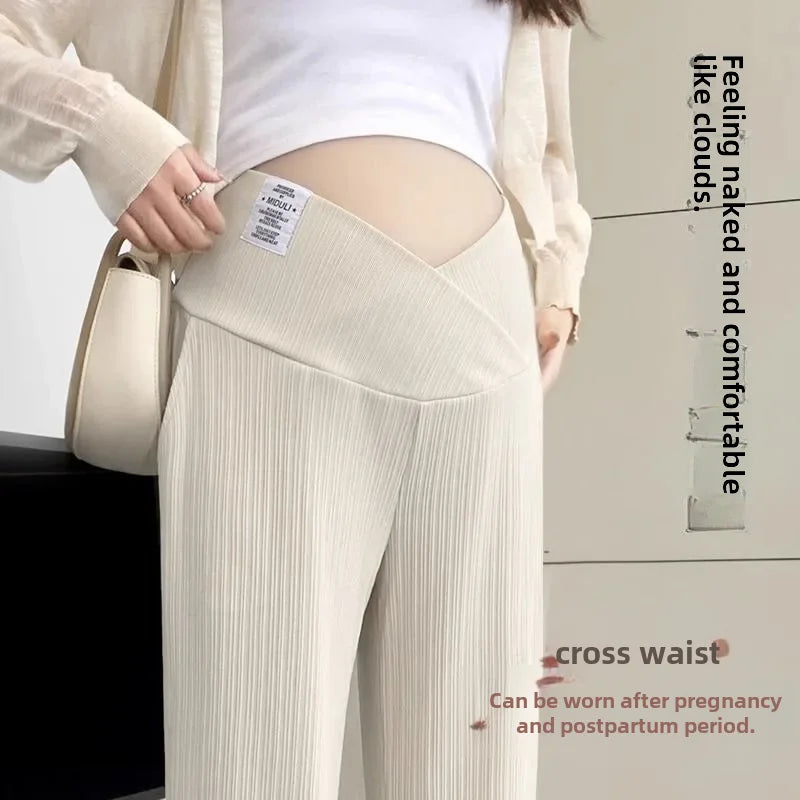 Maternity Bell-Bottom Pants – Low Waist Casual Flare Trousers for Pregnancy - Nestling Babies
