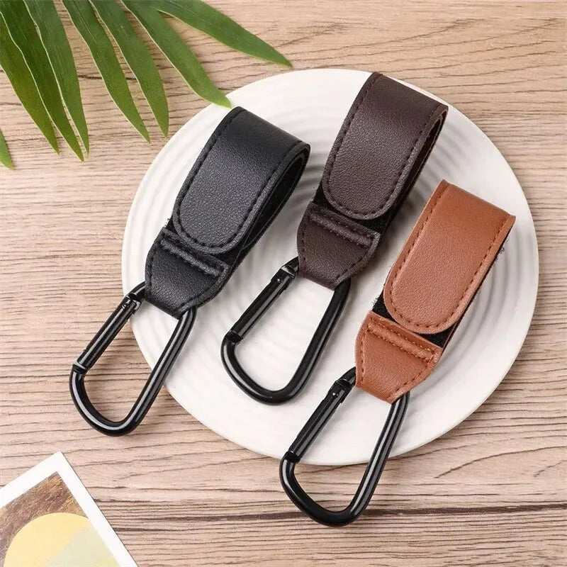 Universal Stroller Hooks – Adjustable PU Leather Baby Bag Clips with Strong Bearing & Multi-Functional Design - Nestling Babies