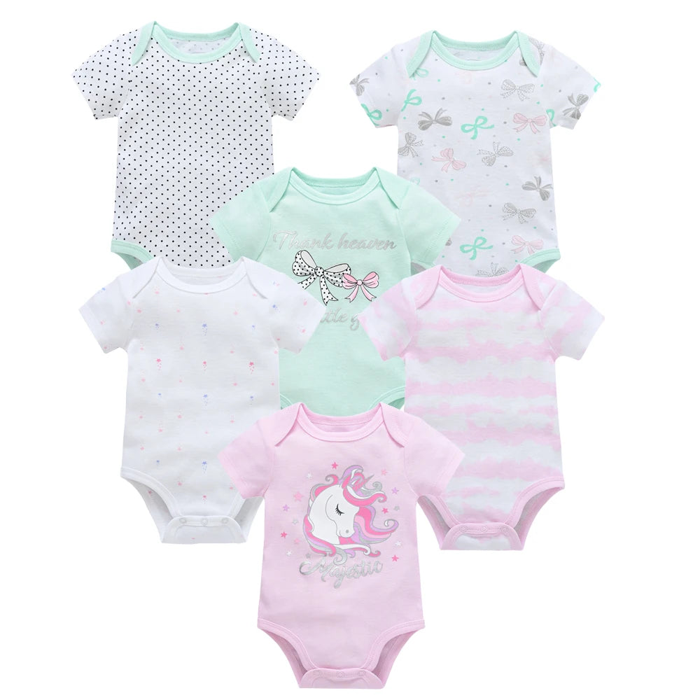 100% Cotton Baby Bodysuits – Unicorn Print | 3–6 Pack - Nestling Babies