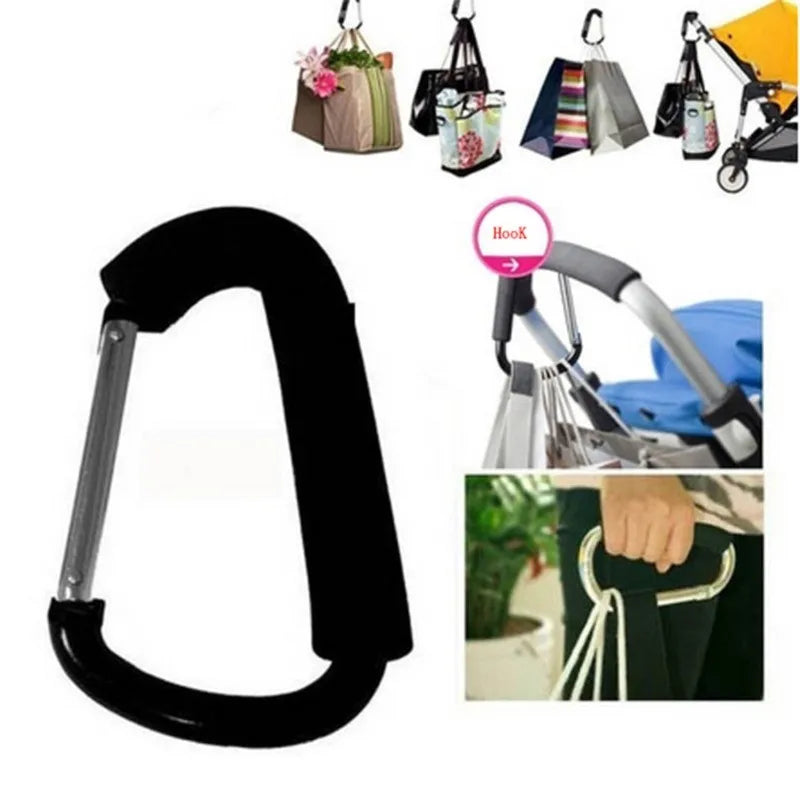 Large Aluminum Carabiner Stroller Hook – Heavy-Duty D-Ring Clip Organizer for Bags, Purses & Shopping - Nestling Babies