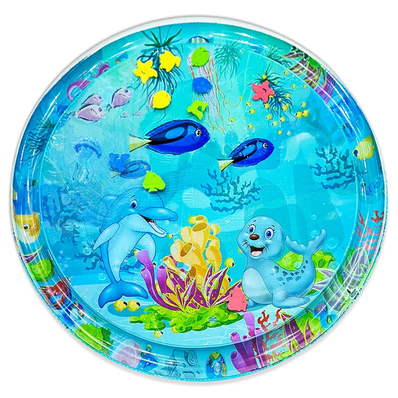 Large Inflatable Baby Water Play Mat (100 cm) – Round Dolphin & Seal Design - Nestling Babies