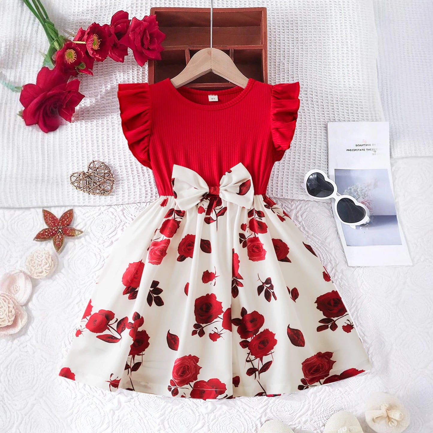 Butterfly Princess Dress for Girls – Sleeveless Floral Party Gown with Bow - Nestling Babies