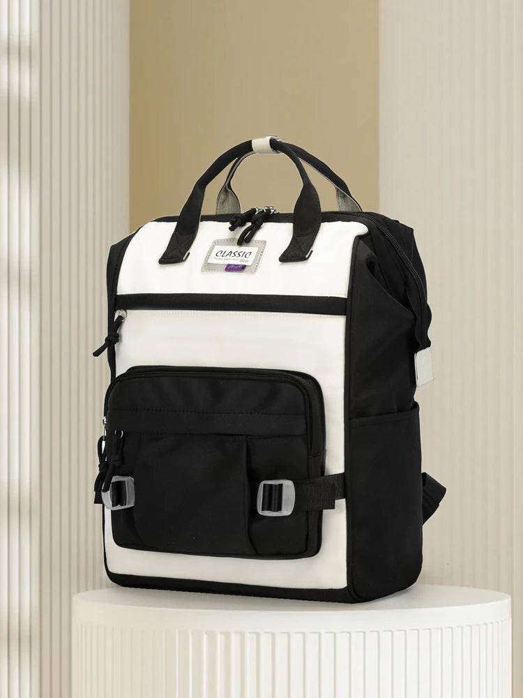Trendy Yellow College Backpack – Kawaii Nylon Laptop Bag for Girls & Students - Nestling Babies