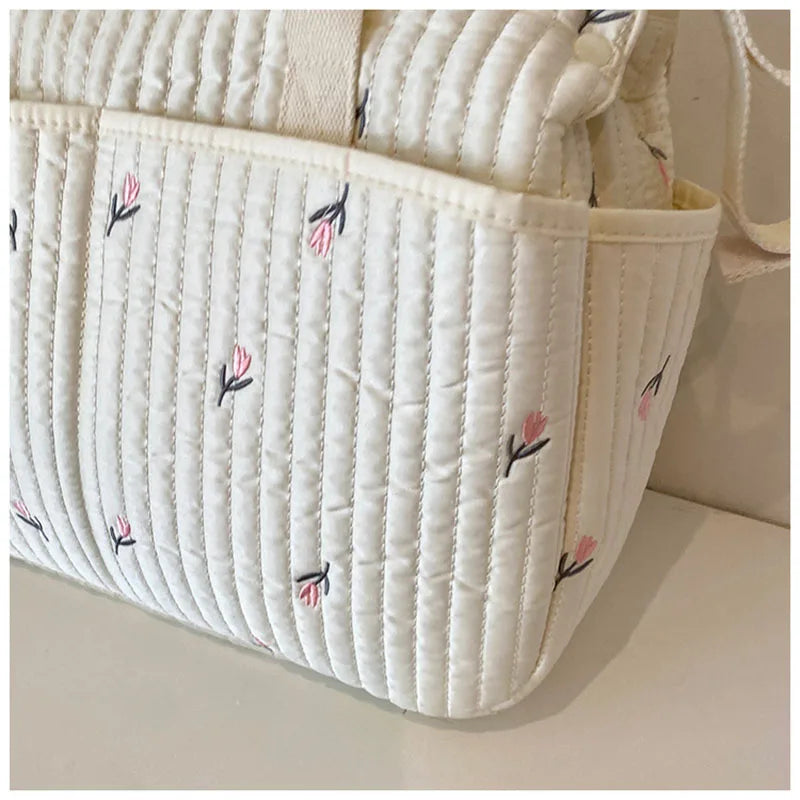 2024 Embroidered Bear Mummy Bag – High-Capacity Diaper Tote for Stylish Moms - Nestling Babies