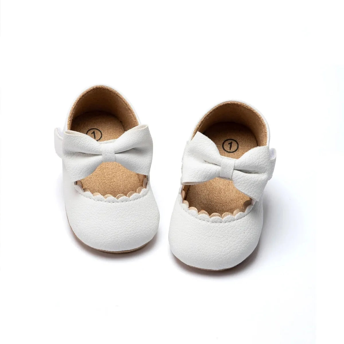 Baby Girl Bowknot Dress Shoes – Soft PU First Walkers with Non-Slip Rubber Sole - Nestling Babies
