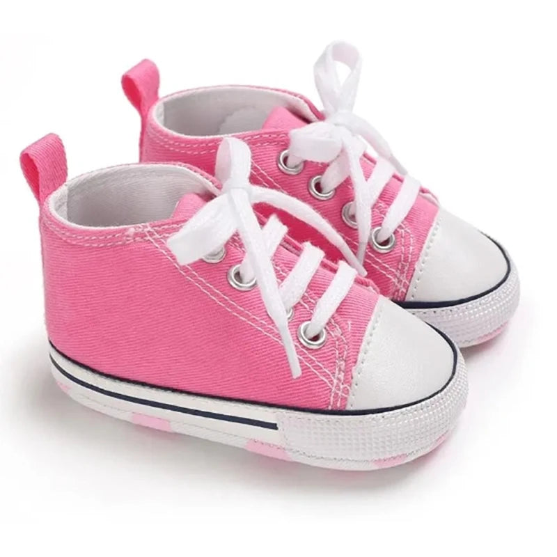 Baby Canvas Sneakers – Soft Sole Non-Slip First Walker Shoes (0–12 Months) - Nestling Babies