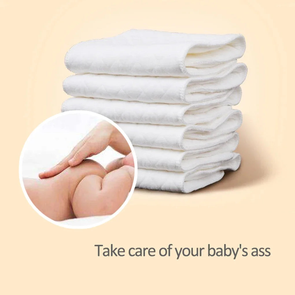10pcs Reusable Cotton Baby Diapers – Washable, Soft & Super Absorbent Pads for Newborns (3–5kg) - Nestling Babies