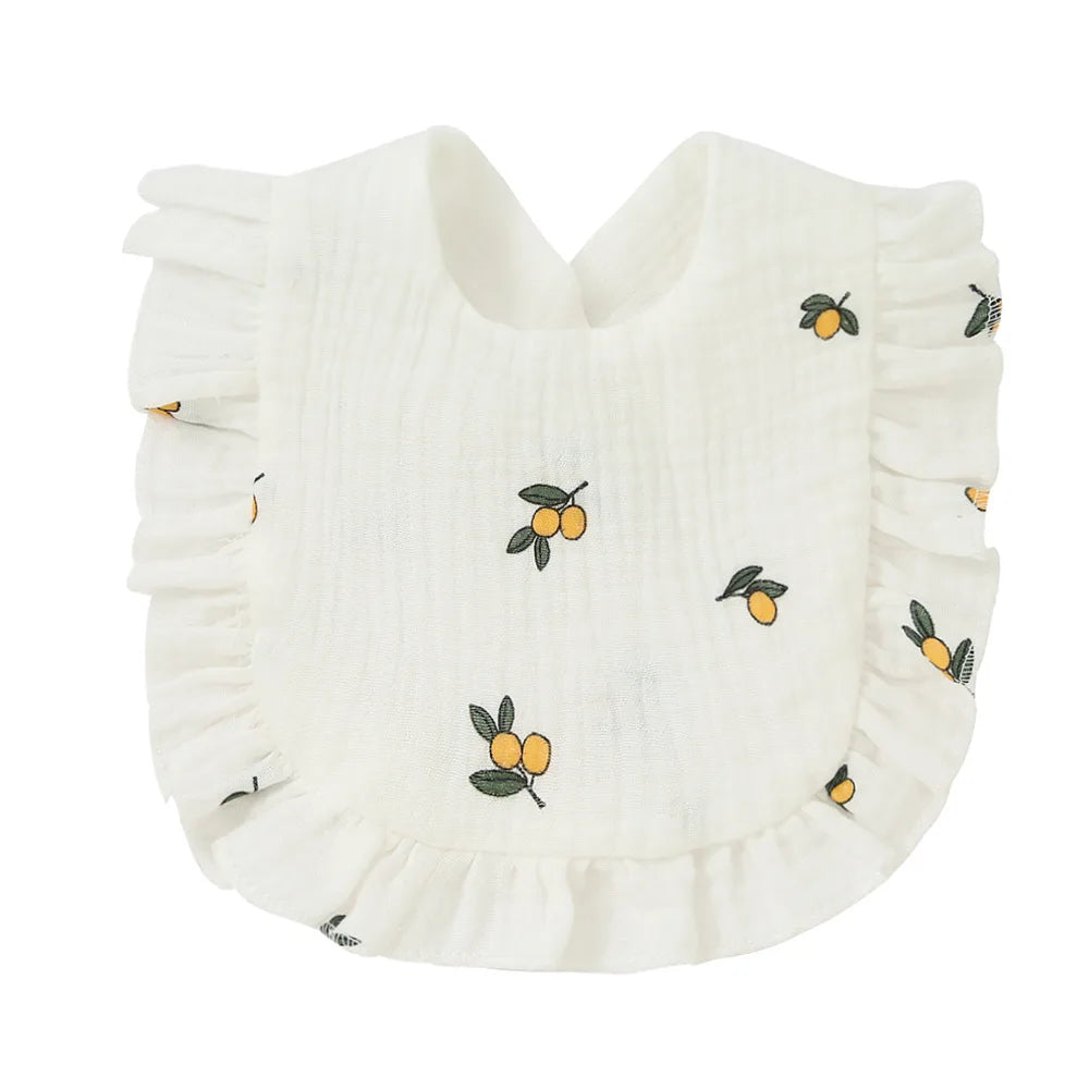 Lace Ruffle Baby Bib – Soft Cotton & Stylish Floral Design - Nestling Babies