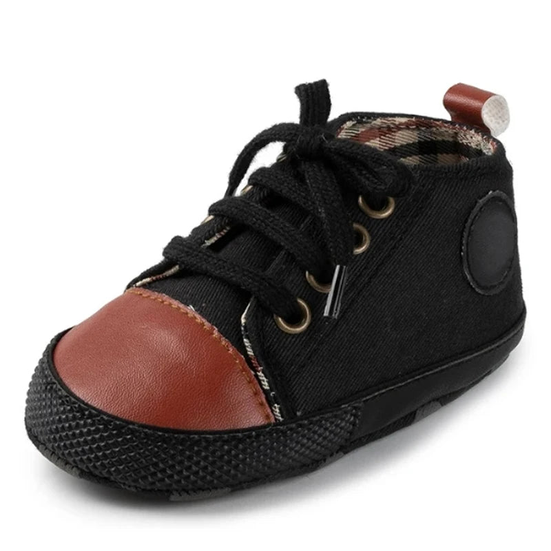 Baby Canvas Sneakers – Soft Sole Non-Slip First Walker Shoes (0–12 Months) - Nestling Babies