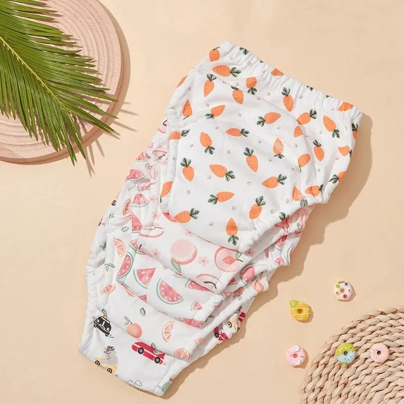 6-Layer Reusable Baby Training Pants – Waterproof Cotton Diaper Shorts for Infants & Toddlers - Nestling Babies