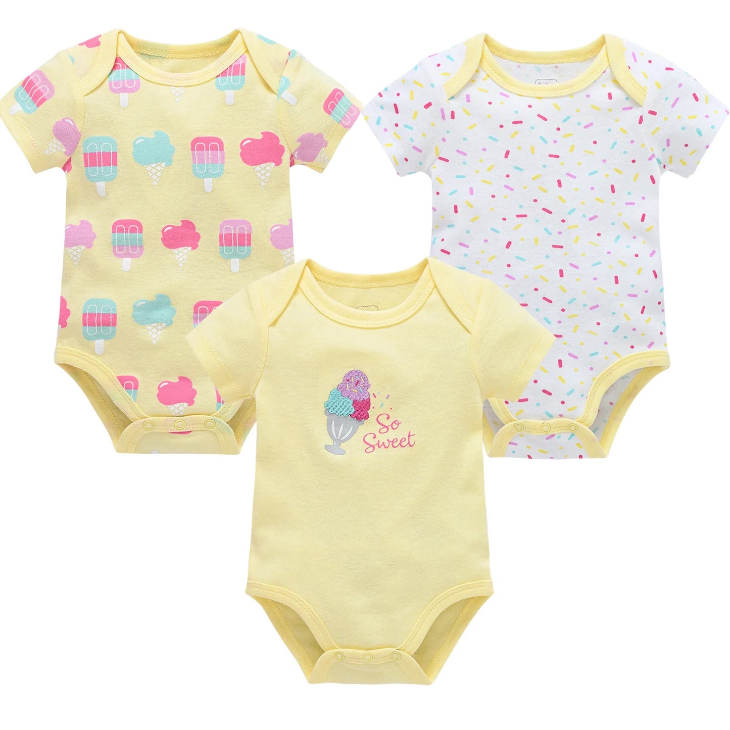 100% Cotton Baby Bodysuits – Unicorn Print | 3–6 Pack - Nestling Babies