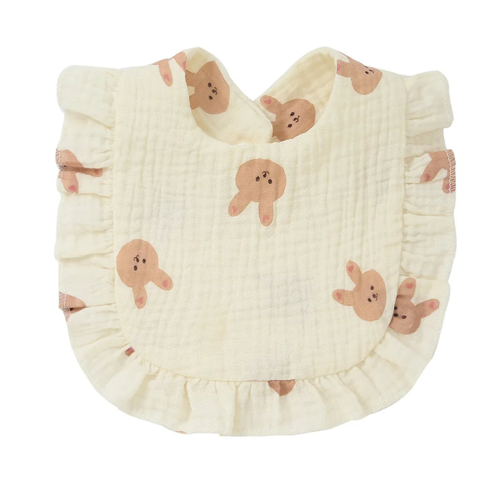 Lace Ruffle Baby Bib – Soft Cotton & Stylish Floral Design - Nestling Babies
