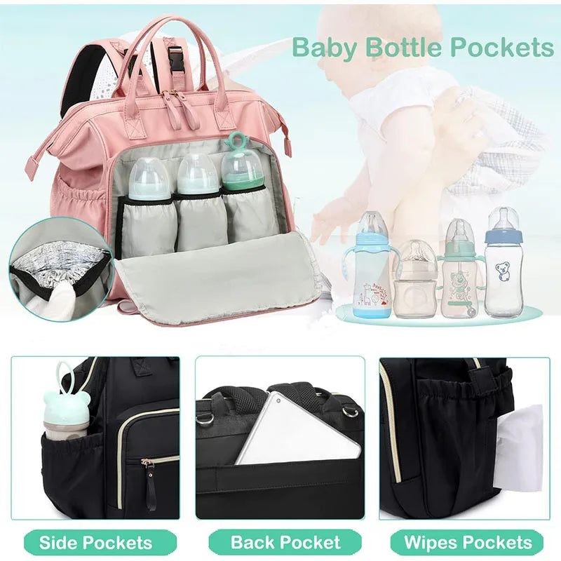 Large Capacity Cotton Diaper Backpack – Stylish & Functional Maternity Bag for Moms on the Go - Nestling Babies