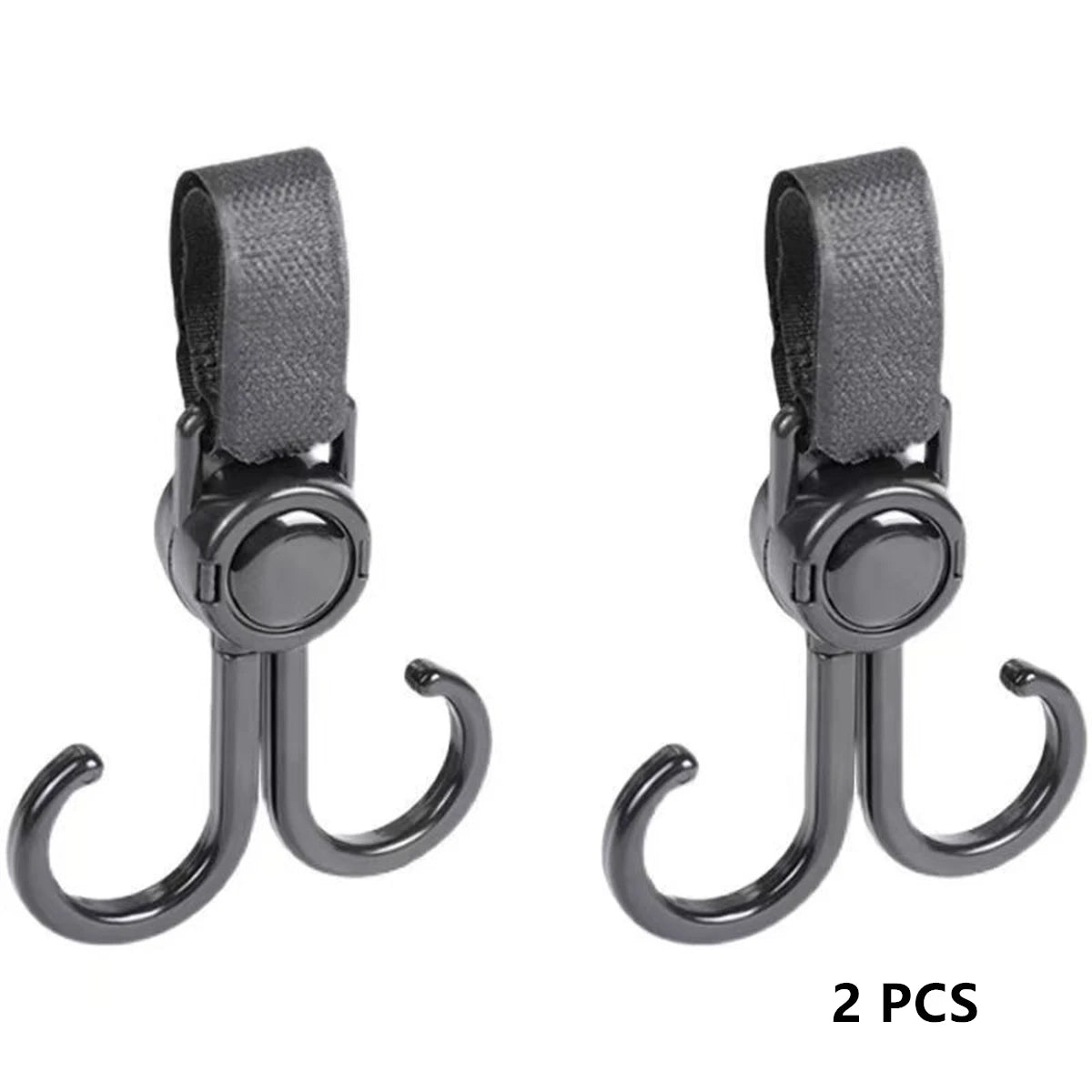 2PCS 360° Rotating PU Leather Stroller Hooks – Elegant Baby Bag Clips for Pram & Cart Organization - Nestling Babies