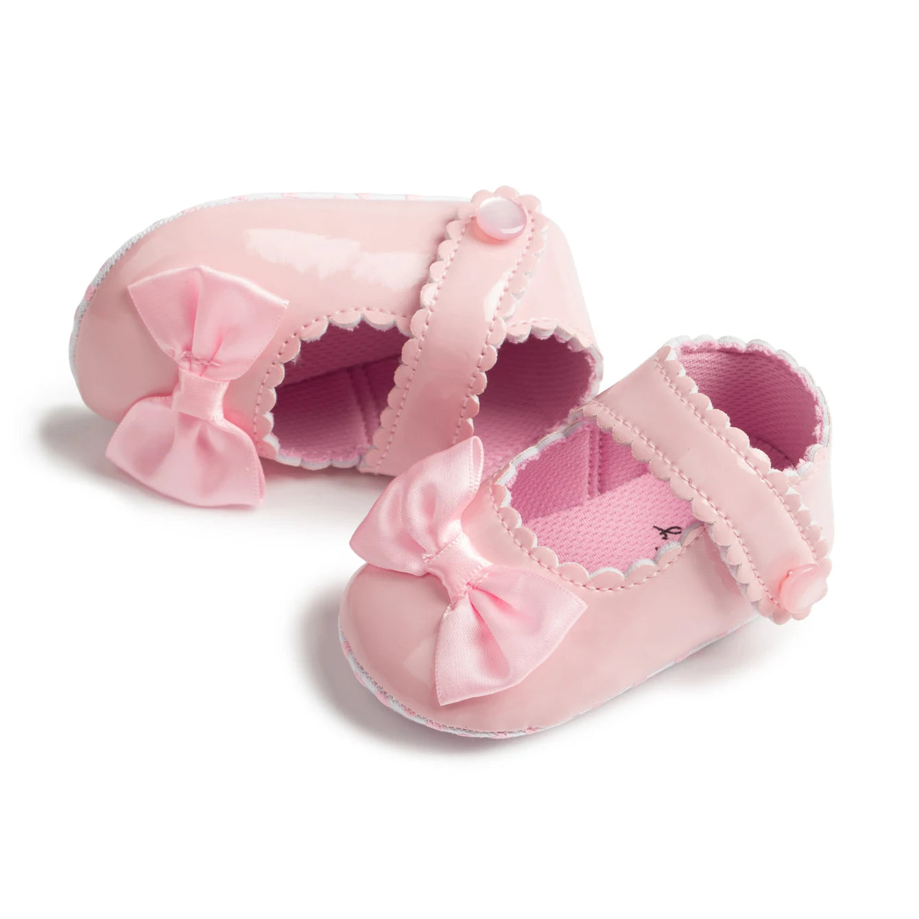 Classic Baby Girl PU Leather Bow Shoes – Princess Crib Flats for Newborns (0–18 Months) - Nestling Babies