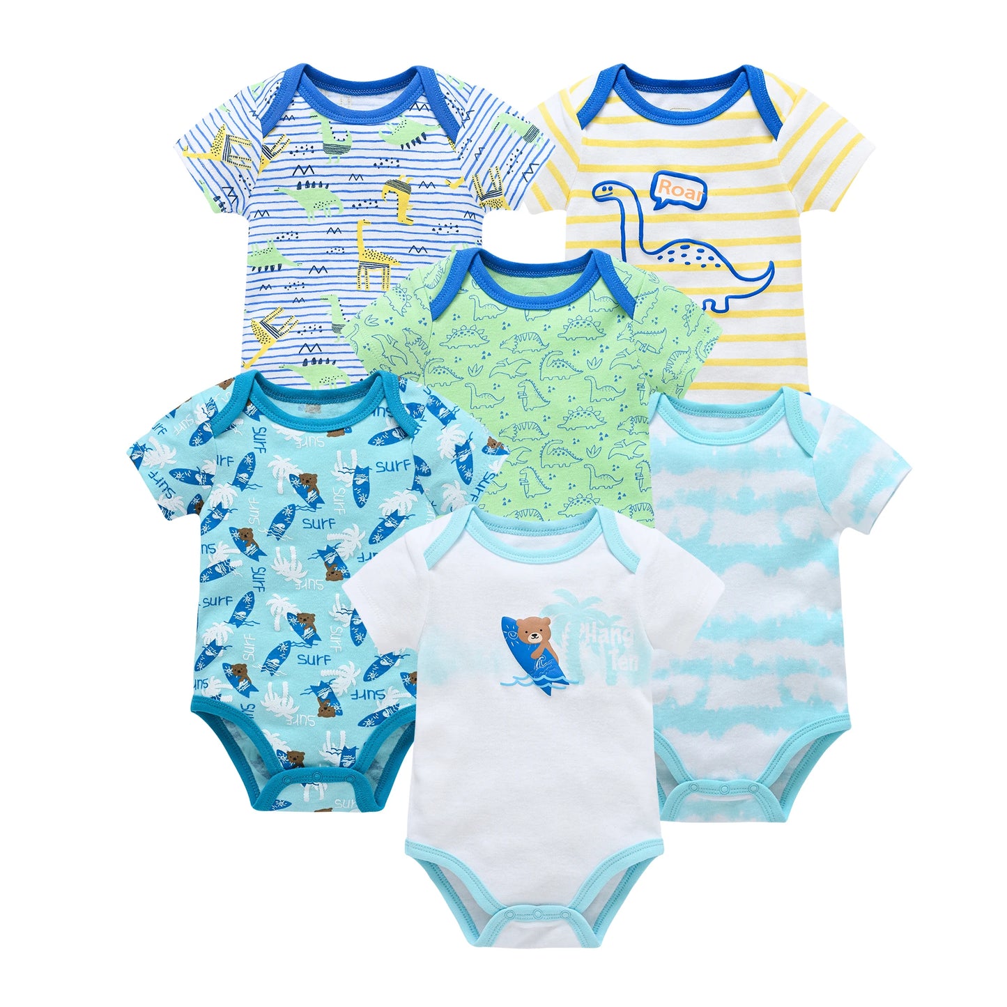 Cotton Essentials – 3/6-Pack Baby Bodysuits (Unisex | 0–12M) - Nestling Babies