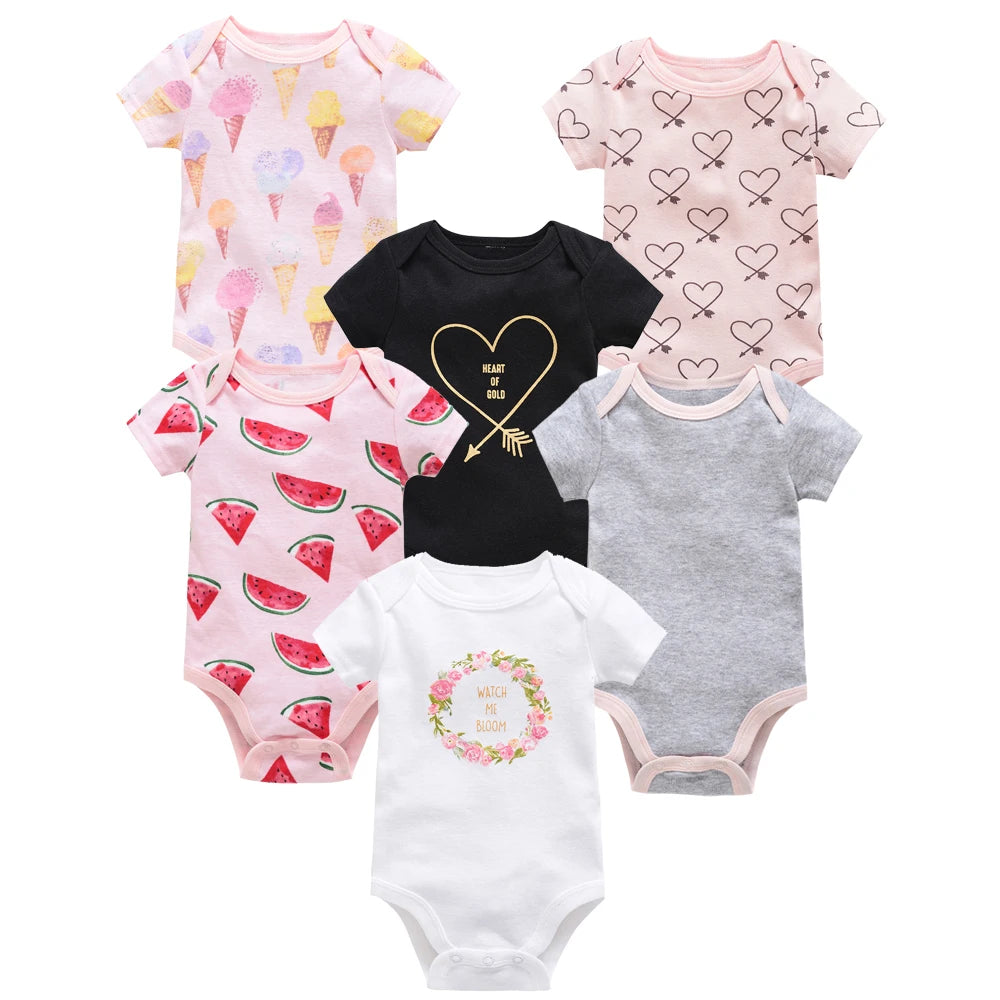 100% Cotton Baby Bodysuits – Unicorn Print | 3–6 Pack - Nestling Babies