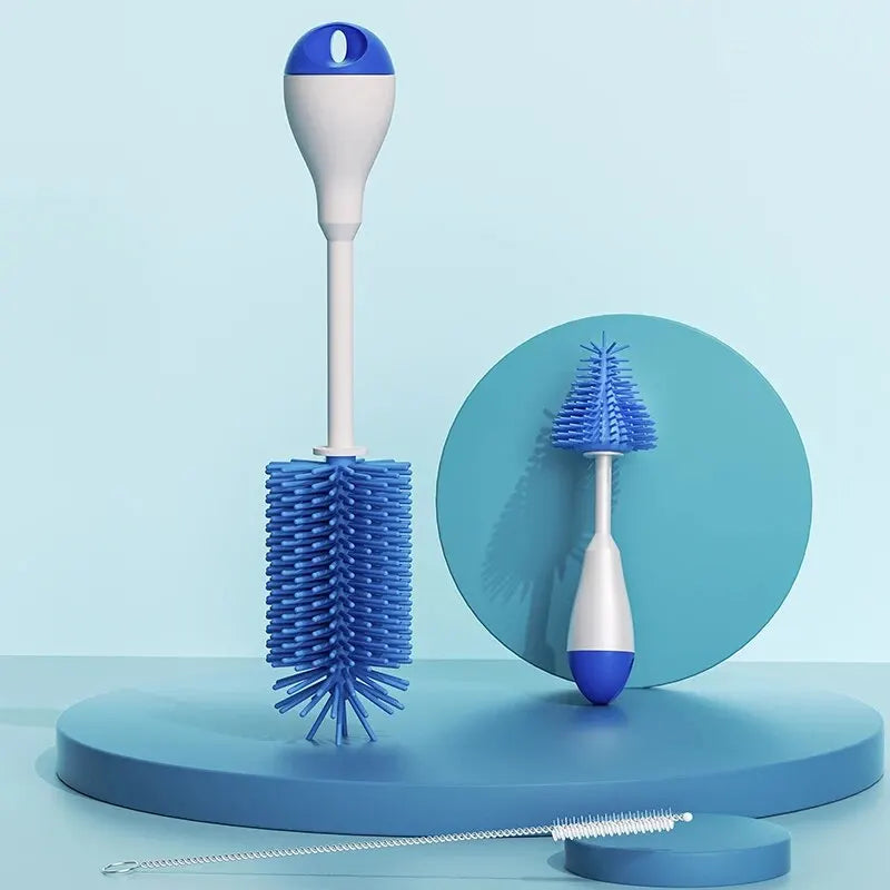 3-in-1 Silicone Baby Bottle Brush Set – 360° Cleaning Power - Nestling Babies