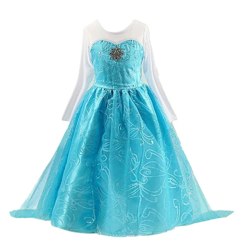 Girls Elsa Princess Costume Dress – Snow Queen Carnival & Party Gown - Nestling Babies