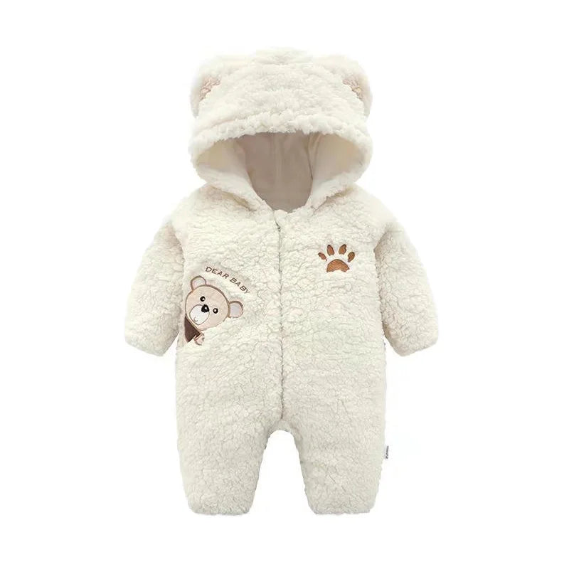 Winter Bear Jumpsuit for Baby Girls – Ultra-Soft & Hooded - Nestling Babies