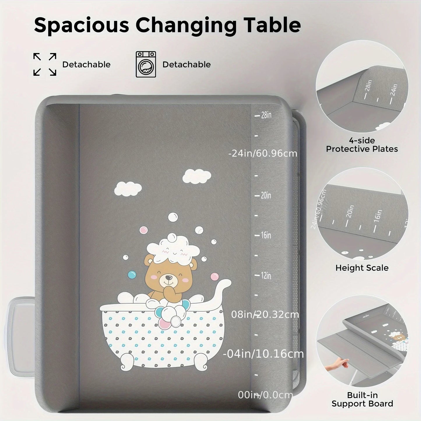SEJOY Foldable Baby Changing Table with Wheels – Adjustable Height, Storage Basket & Clothes Rail - Nestling Babies